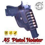 Premium Leather .45 Pistol Holster in Dark Brown – Add-Bird.uk