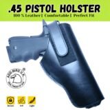 Black Leather .45 Pistol Holster – Premium Quality Holster by Add-Bird.uk