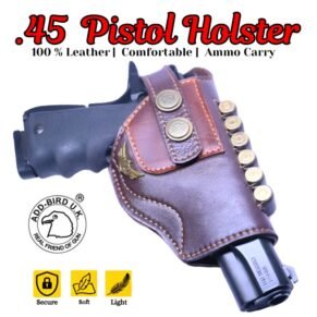 Premium .45 Pistol Holster in Dark Brown Leather – Add-Bird.uk