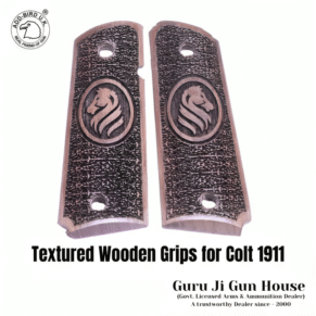 Engraved Wooden Grips for Colt 1911 / GI Model – Lion Design – ADD-Bird.UK