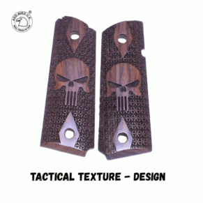Punisher Skull Wooden Grips for Colt 1911 – Tactical Checkered Hardwood Design – ADD-Bird.UK