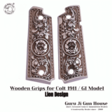 Engraved Wooden Grips for Colt 1911 / GI Model – Lion Design – ADD-Bird.UK