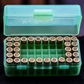 Flip-Top Ammo Carry Box for .32 Cal – Holds 50 Rounds – Available at ADD-Bird.UK