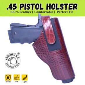 .45 Pistol Holster in Dark Brown Leather – Classic & Durable by Add-Bird.uk