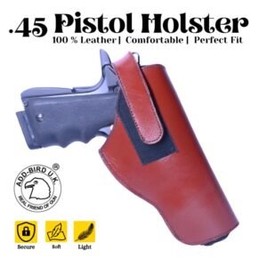 .45 Pistol Holster in Brown Leather – Durable & Stylish by Add-Bird.uk